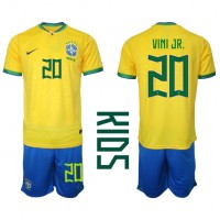 Dres Brazil Vinicius Junior #20 Domaci za djecu SP 2022 Kratak Rukav (+ kratke hlače)